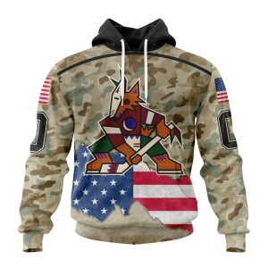 Custom NHL Arizona Coyotes Specialized Kits For United State With Camo Color Unisex Pullover Hoodie