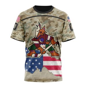 Custom NHL Arizona Coyotes Specialized Kits For United State With Camo Color Unisex Tshirt TS3720
