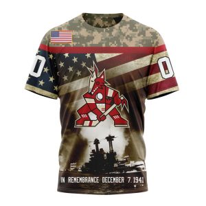 Custom NHL Arizona Coyotes Specialized Unisex Kits Remember Pearl Harbor Unisex Tshirt TS3723