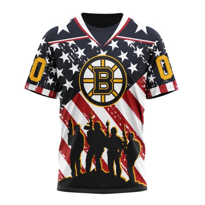 Custom NHL Boston Bruins Specialized Kits For Honor US's Military Unisex Tshirt TS3726
