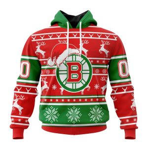 Custom NHL Boston Bruins Specialized Unisex Christmas Is Coming Santa Claus Unisex Pullover Hoodie