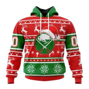 Custom NHL Buffalo Sabres Specialized Unisex Christmas Is Coming Santa Claus Unisex Pullover Hoodie