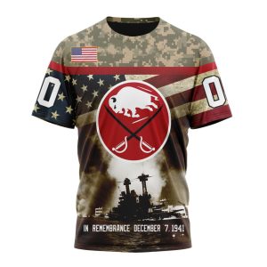 Custom NHL Buffalo Sabres Specialized Unisex Kits Remember Pearl Harbor Unisex Tshirt TS3737