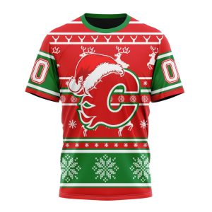 Custom NHL Calgary Flames Specialized Unisex Christmas Is Coming Santa Claus Unisex Tshirt TS3742