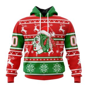 Custom NHL Chicago BlackHawks Specialized Unisex Christmas Is Coming Santa Claus Unisex Pullover Hoodie
