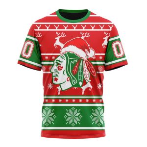 Custom NHL Chicago BlackHawks Specialized Unisex Christmas Is Coming Santa Claus Unisex Tshirt TS3755