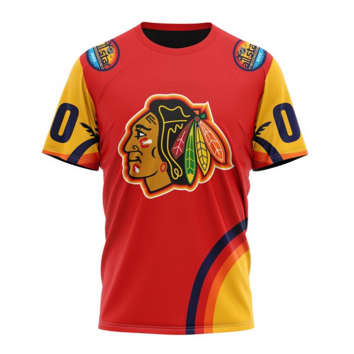 Custom NHL Chicago Blackhawks Special All-Star Game Florida Sunset Unisex Tshirt TS3751