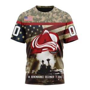 Custom NHL Colorado Avalanche Specialized Unisex Kits Remember Pearl Harbor Unisex Tshirt TS3763