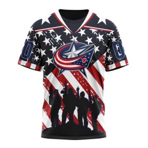Custom NHL Columbus Blue Jackets Specialized Kits For Honor US's Military Unisex Tshirt TS3766