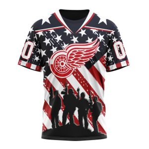 Custom NHL Detroit Red Wings Specialized Kits For Honor US's Military Unisex Tshirt TS3780
