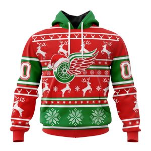 Custom NHL Detroit Red Wings Specialized Unisex Christmas Is Coming Santa Claus Unisex Pullover Hoodie