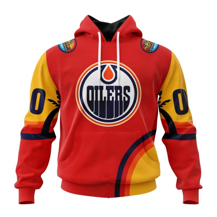 Custom NHL Edmonton Oilers Special All-Star Game Florida Sunset Unisex Pullover Hoodie