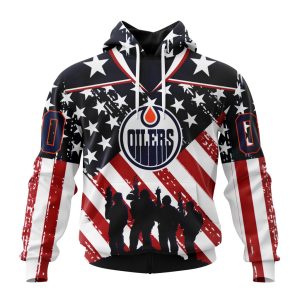 Custom NHL Edmonton Oilers Specialized Kits For Honor US's Military Unisex Pullover Hoodie