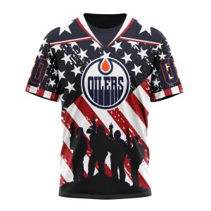 Custom NHL Edmonton Oilers Specialized Kits For Honor US's Military Unisex Tshirt TS3787