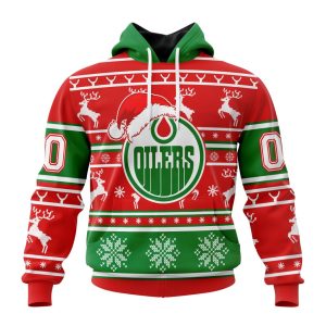 Custom NHL Edmonton Oilers Specialized Unisex Christmas Is Coming Santa Claus Unisex Pullover Hoodie