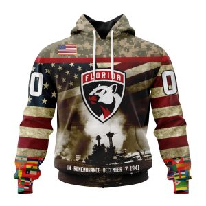 Custom NHL Florida Panthers Specialized Unisex Kits Remember Pearl Harbor Unisex Pullover Hoodie