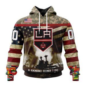 Custom NHL Los Angeles Kings Specialized Unisex Kits Remember Pearl Harbor Unisex Pullover Hoodie
