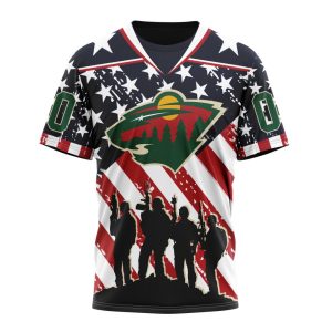 Custom NHL Minnesota Wild Specialized Kits For Honor US's Military Unisex Tshirt TS3806