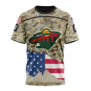 Custom NHL Minnesota Wild Specialized Kits For United State With Camo Color Unisex Tshirt TS3807