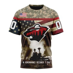 Custom NHL Minnesota Wild Specialized Unisex Kits Remember Pearl Harbor Unisex Tshirt TS3810