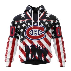 Custom NHL Montreal Canadiens Specialized Kits For Honor US's Military Unisex Pullover Hoodie
