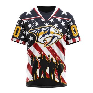 Custom NHL Nashville Predators Specialized Kits For Honor US's Military Unisex Tshirt TS3818