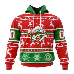 Custom NHL Nashville Predators Specialized Unisex Christmas Is Coming Santa Claus Unisex Pullover Hoodie