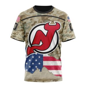Custom NHL New Jersey Devils Specialized Kits For United State With Camo Color Unisex Tshirt TS3825