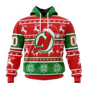 Custom NHL New Jersey Devils Specialized Unisex Christmas Is Coming Santa Claus Unisex Pullover Hoodie