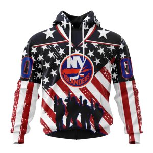 Custom NHL New York Islanders Specialized Kits For Honor US's Military Unisex Pullover Hoodie