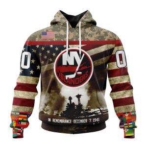 Custom NHL New York Islanders Specialized Unisex Kits Remember Pearl Harbor Unisex Pullover Hoodie
