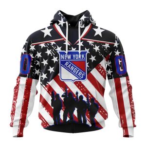 Custom NHL New York Rangers Specialized Kits For Honor US's Military Unisex Pullover Hoodie