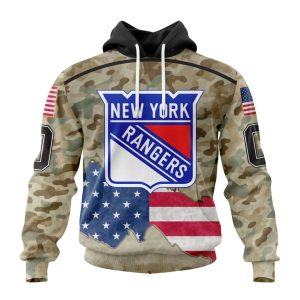 Custom NHL New York Rangers Specialized Kits For United State With Camo Color Unisex Pullover Hoodie
