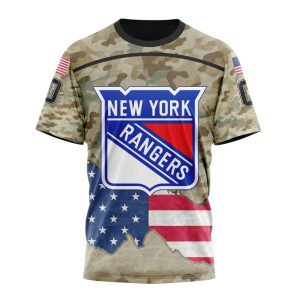 Custom NHL New York Rangers Specialized Kits For United State With Camo Color Unisex Tshirt TS3839