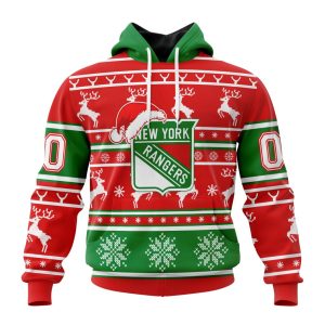 Custom NHL New York Rangers Specialized Unisex Christmas Is Coming Santa Claus Unisex Pullover Hoodie