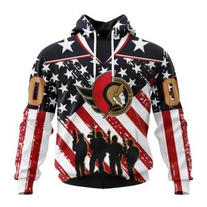 Custom NHL Ottawa Senators Specialized Kits For Honor US's Military Unisex Pullover Hoodie