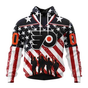 Custom NHL Philadelphia Flyers Specialized Kits For Honor US's Military Unisex Pullover Hoodie