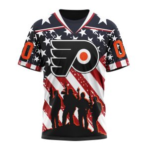 Custom NHL Philadelphia Flyers Specialized Kits For Honor US's Military Unisex Tshirt TS3850