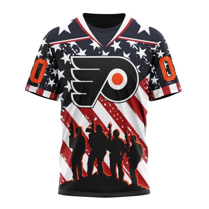 Custom NHL Philadelphia Flyers Specialized Kits For Honor US's Military Unisex Tshirt TS3850