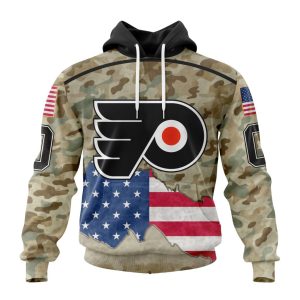 Custom NHL Philadelphia Flyers Specialized Kits For United State With Camo Color Unisex Pullover Hoodie