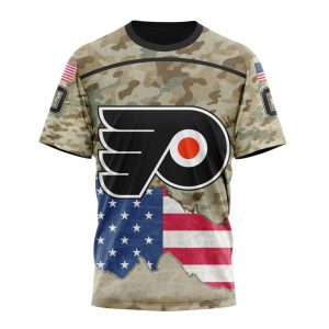 Custom NHL Philadelphia Flyers Specialized Kits For United State With Camo Color Unisex Tshirt TS3851