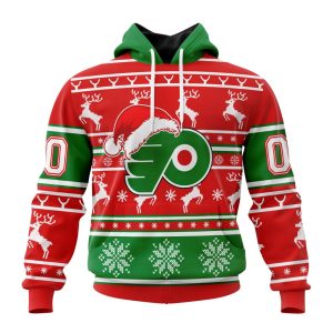 Custom NHL Philadelphia Flyers Specialized Unisex Christmas Is Coming Santa Claus Unisex Pullover Hoodie