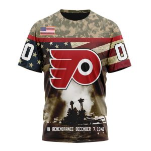 Custom NHL Philadelphia Flyers Specialized Unisex Kits Remember Pearl Harbor Unisex Tshirt TS3854
