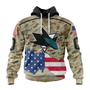 Custom NHL San Jose Sharks Specialized Kits For United State With Camo Color Unisex Pullover Hoodie