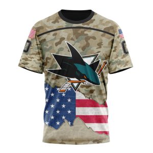 Custom NHL San Jose Sharks Specialized Kits For United State With Camo Color Unisex Tshirt TS3865