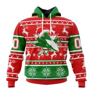 Custom NHL San Jose Sharks Specialized Unisex Christmas Is Coming Santa Claus Unisex Pullover Hoodie