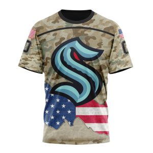 Custom NHL Seattle Kraken Specialized Kits For United State With Camo Color Unisex Tshirt TS3872