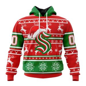 Custom NHL Seattle Kraken Specialized Unisex Christmas Is Coming Santa Claus Unisex Pullover Hoodie
