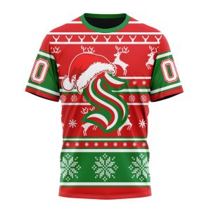 Custom NHL Seattle Kraken Specialized Unisex Christmas Is Coming Santa Claus Unisex Tshirt TS3874