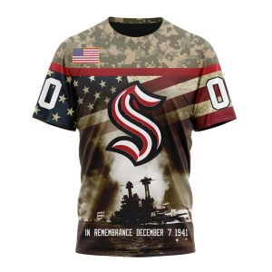 Custom NHL Seattle Kraken Specialized Unisex Kits Remember Pearl Harbor Unisex Tshirt TS3875